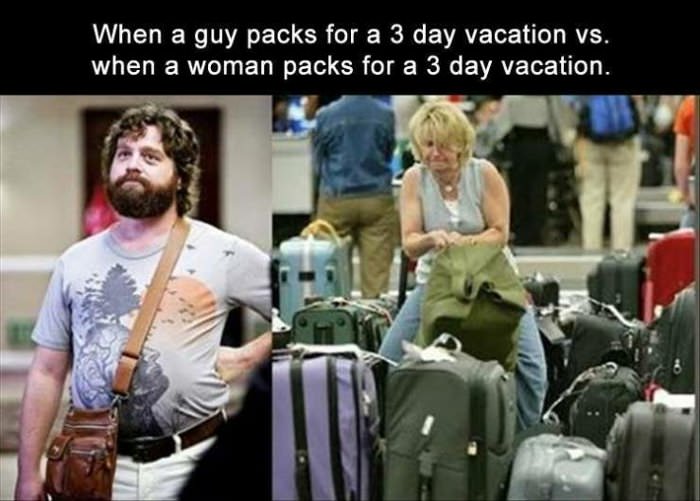 packing for 3 days of vacation