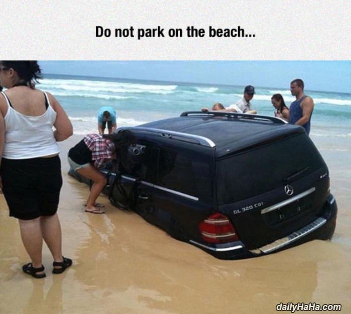 parking on the beach funny picture