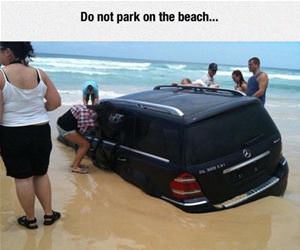parking on the beach funny picture