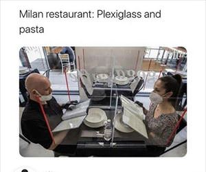plexiglass and pasta