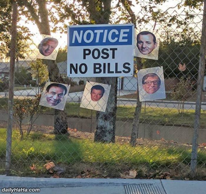 post no bills funny picture