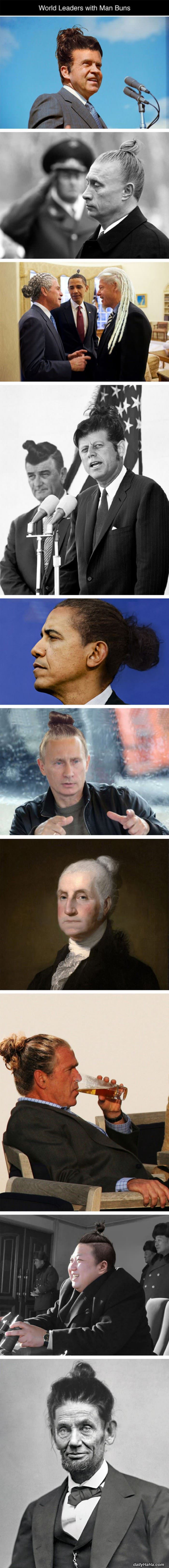 powerful men with hair buns funny picture