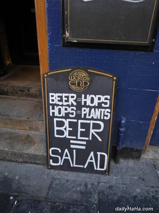 proof beer is salad funny picture