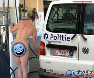 Pumping Gas In The Nude