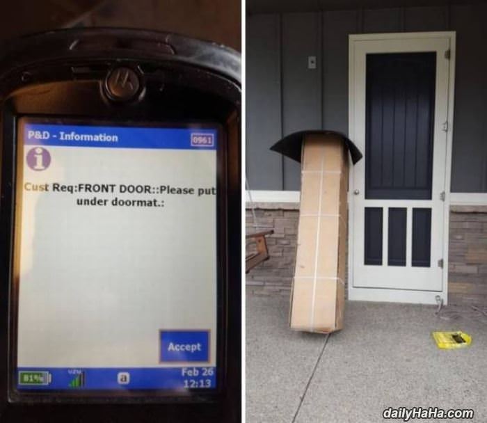 put under doormat funny picture