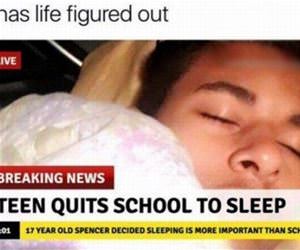 quits school to sleep funny picture