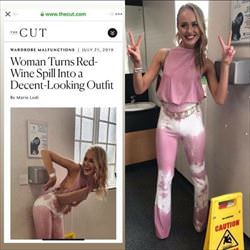 red wine spill outfit