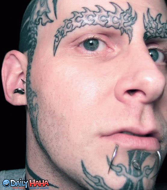 Retarded tattoo face