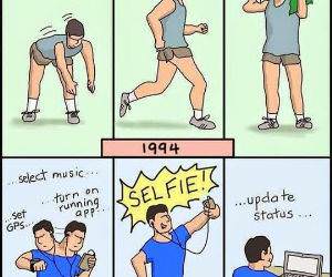 running then and now funny picture