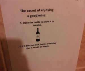 secret to enjoying wine funny picture