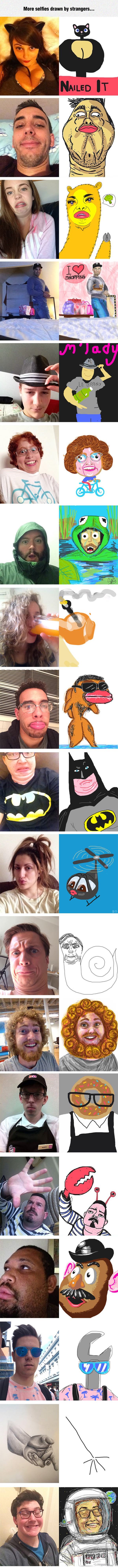 selfies drawn by strangers funny picture