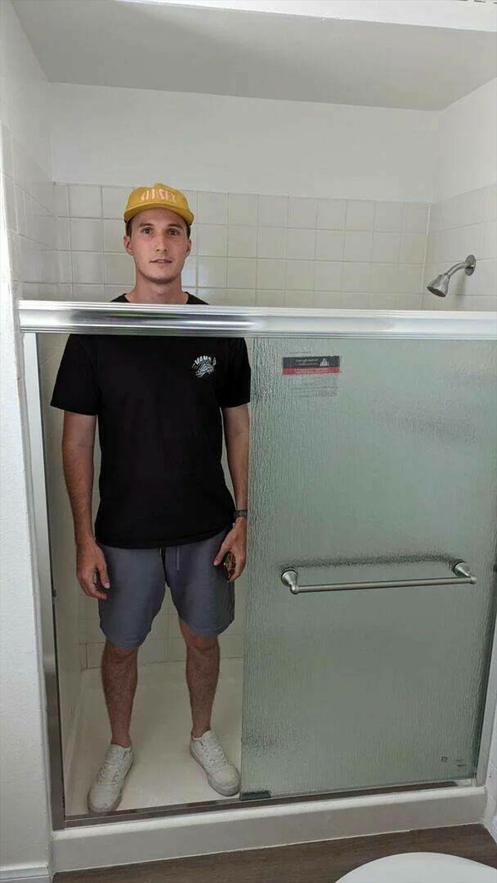 short man shower