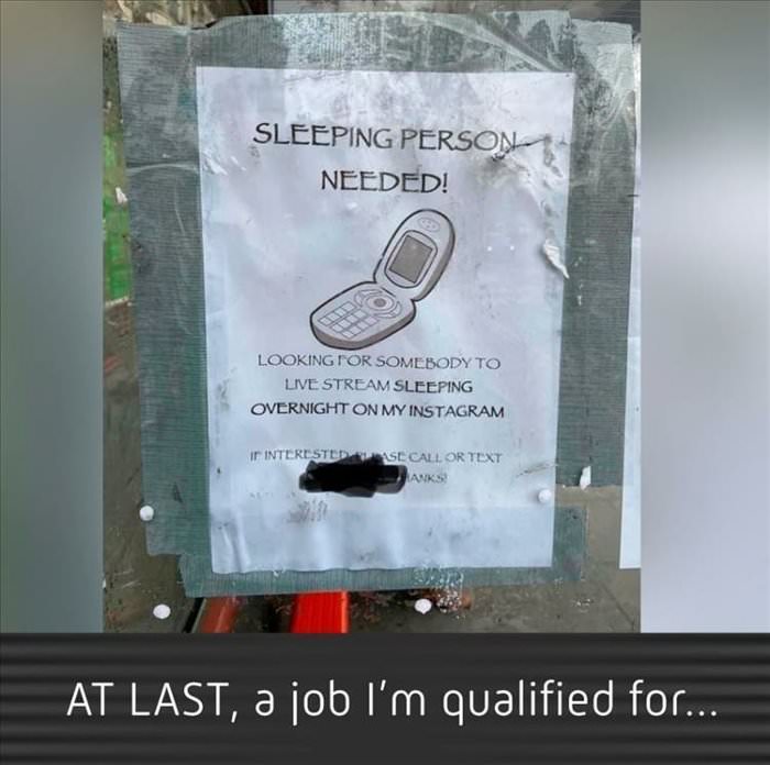 sleeping person needed