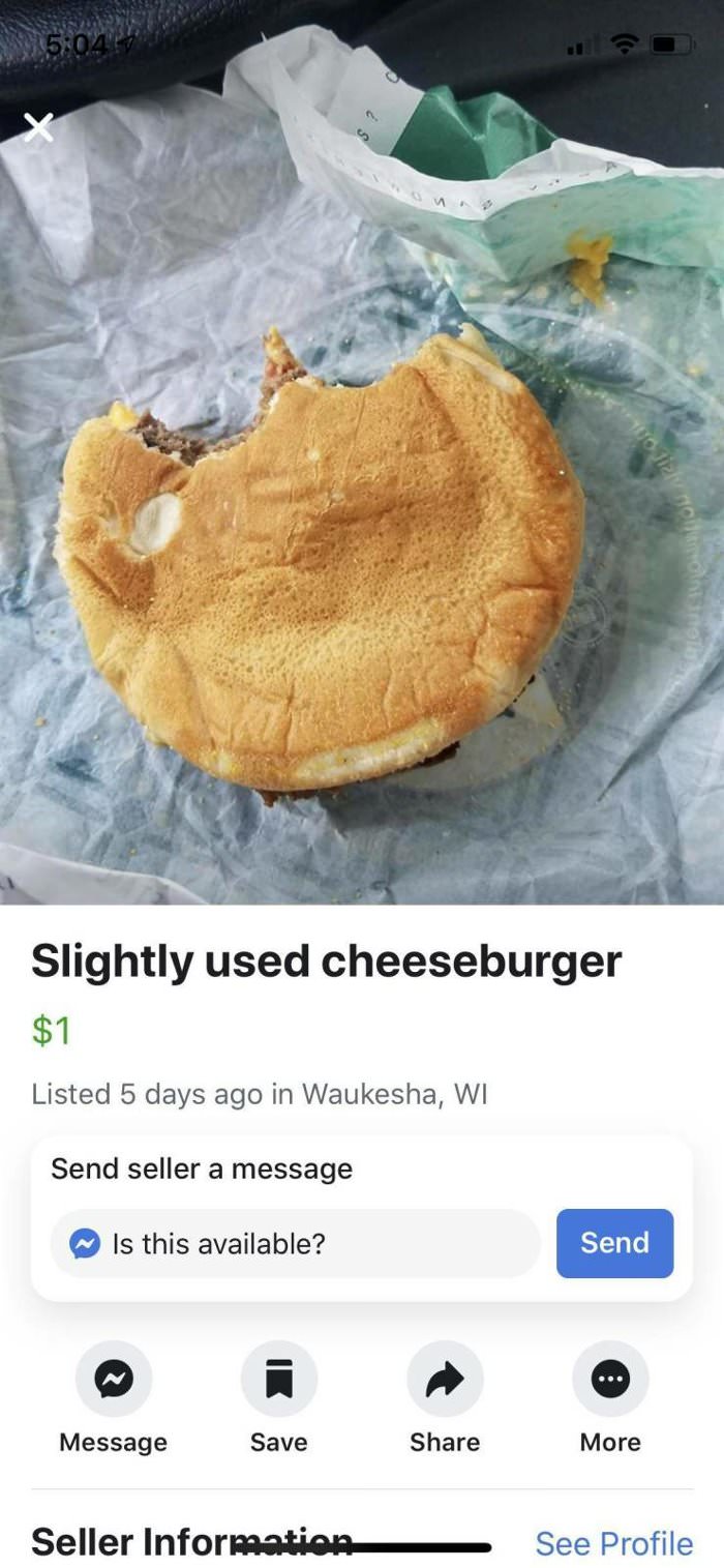 slightly used cheesburger
