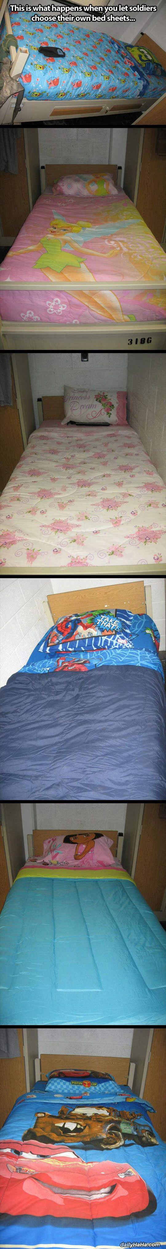 soldiers bed sheets funny picture