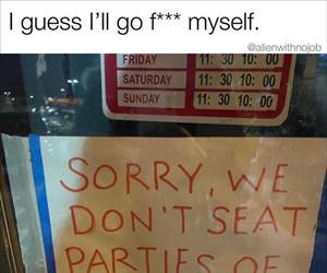 sorry no parties of 1