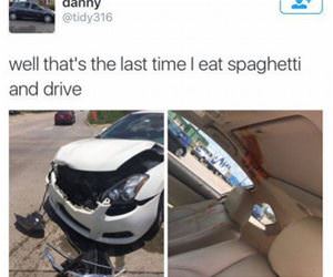 spaghetti while driving funny picture