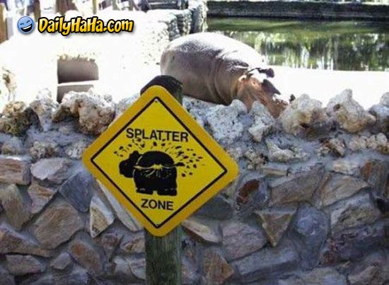 splatter zone sign