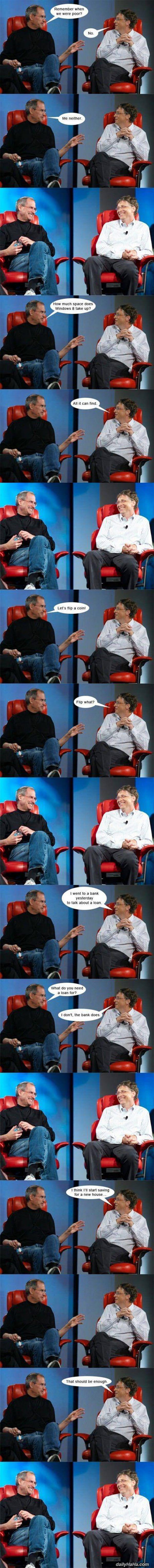 steve jobs and bill gates funny picture