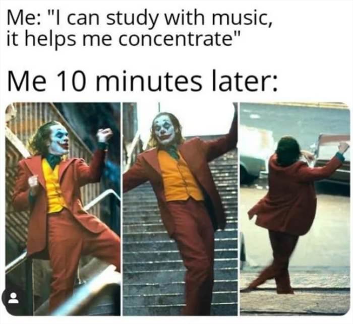 study with the music on