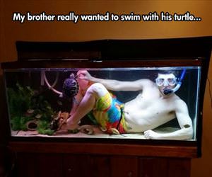 swimming with my turtle ... 2