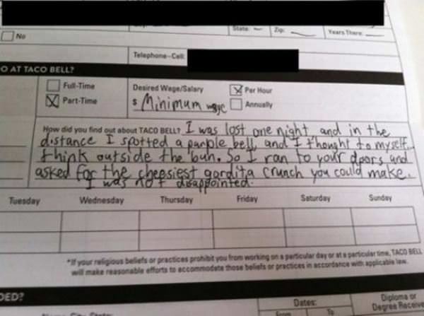 taco bell application funny picture