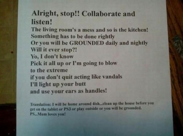 Chore Rapping Mom funny picture
