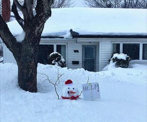 the snowman needs help