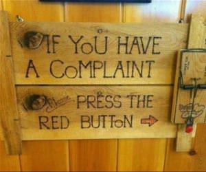 the complaint button funny picture