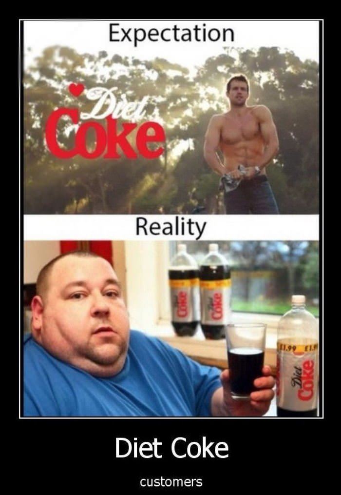 the reality of diet coke funny picture