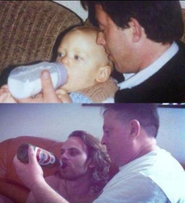 Then and Now Father Son funny picture
