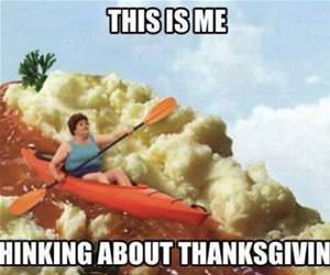 thinking about thanksgiving funny picture