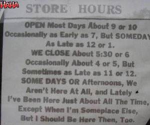 Wacky Store Hours funny picture