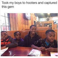 took the boys to hooters