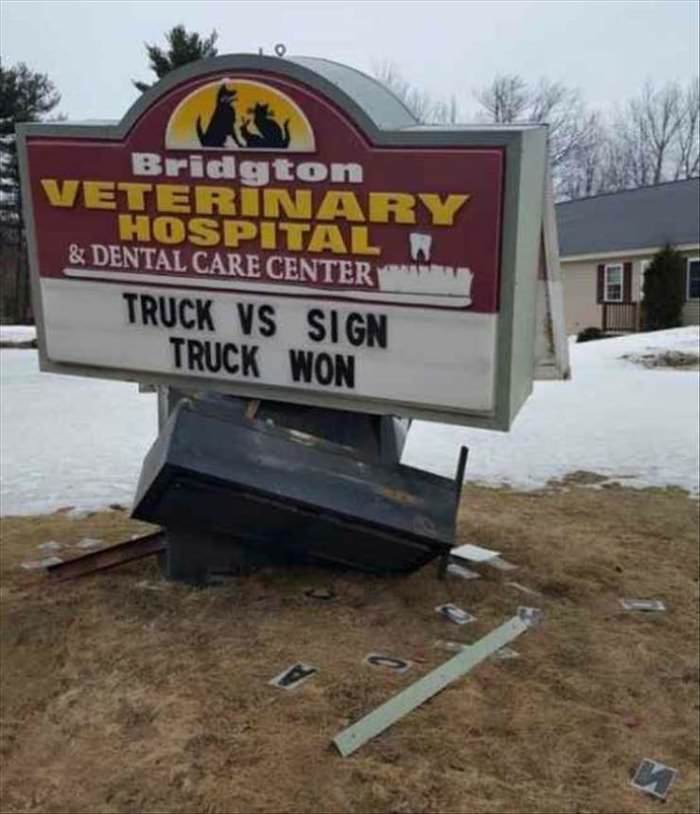 truck vs sign