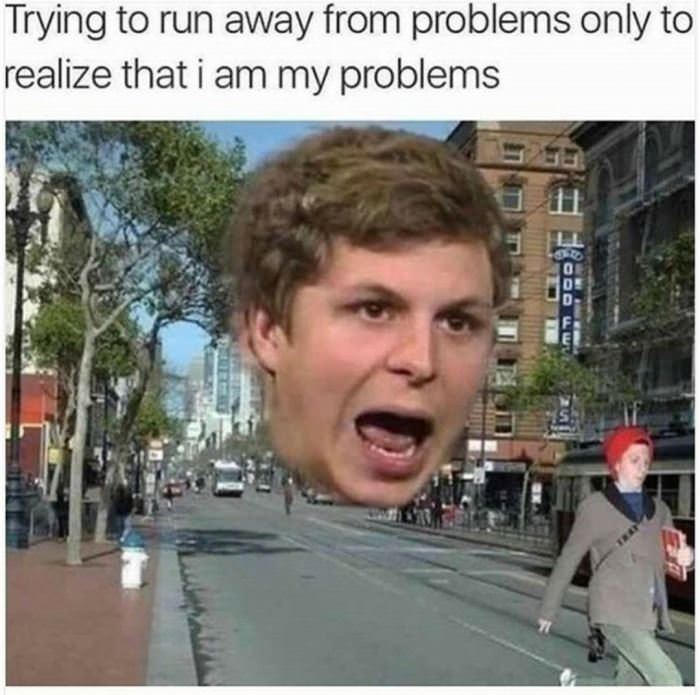 trying to run away from my problems funny picture