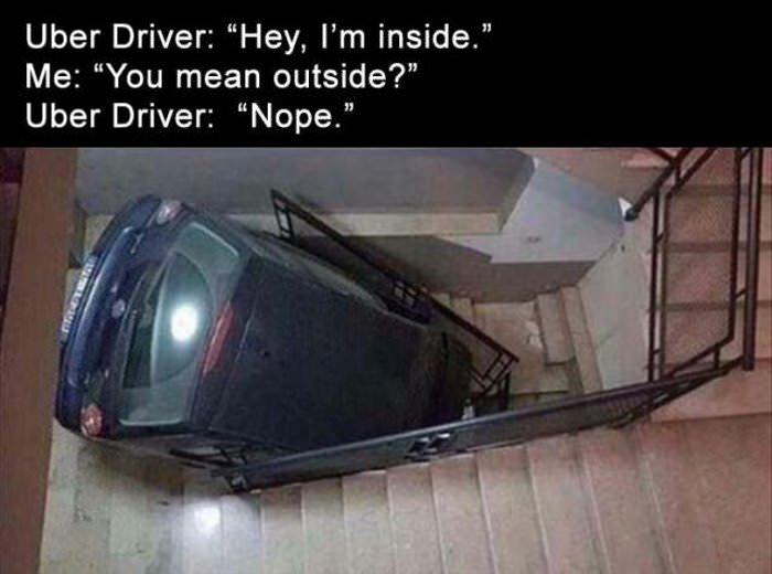 uber driver is inside waiting