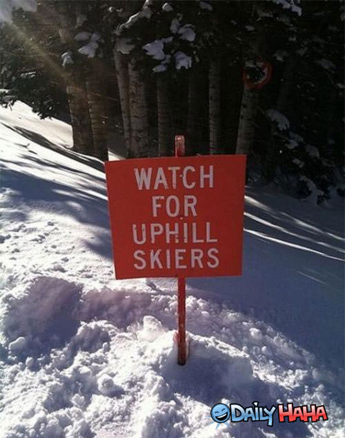 Uphill Skiers funny picture