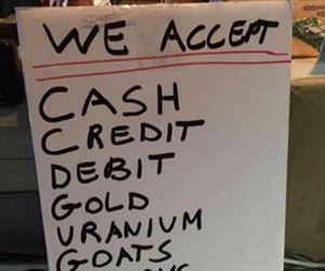 various payment methods