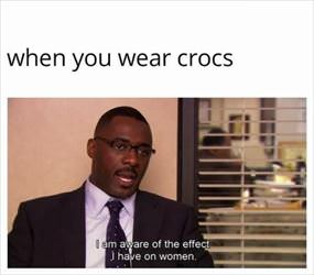 wearing crocs