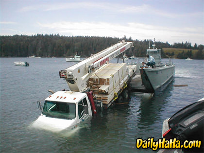 Truck Ends Up In Water