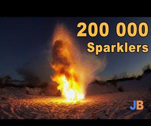 200k sparklers at once Funny Video