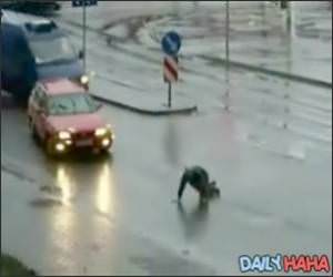 Drunk Crossing the Road