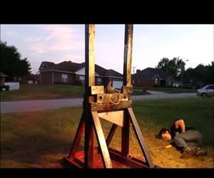 Guillotine vs a spray paint can side effects Funny Video