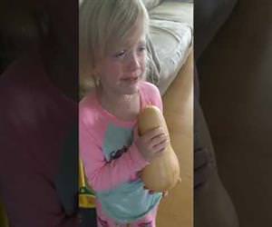 When your 3-year-old becomes attached to the dinner squash Funny Video