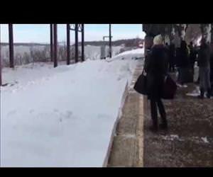 amtrak train on a snowy day Funny Video