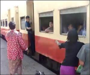 Boarding trains Myanmar Video