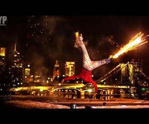 breakdancing with fireworks Funny Video