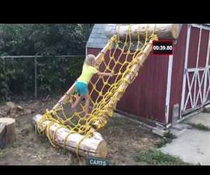 dad builds ninja warrior course Funny Video