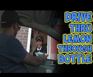 drive thru lemon through bottle Funny Video